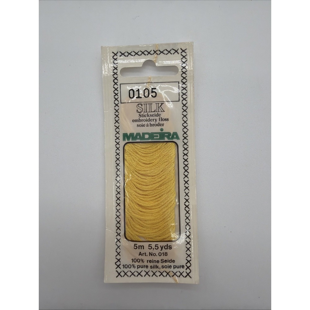 Madeira 100% PURE SILK  Yellow 0105 4-Strand Hand Embroidery Thread 5.5 Yards